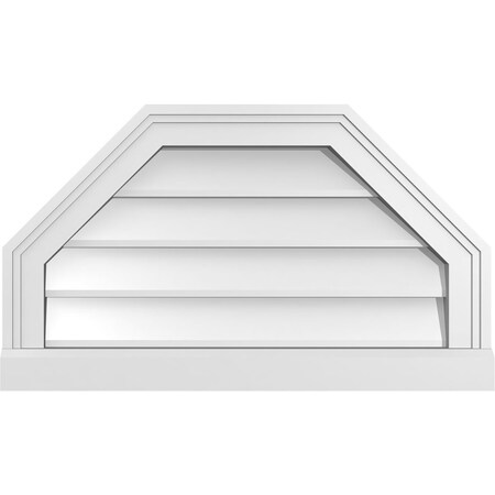 Octagonal Top Surface Mount PVC Gable Vent W/ 2W X 2P Brickmould Sill Frame, 24W X 14H